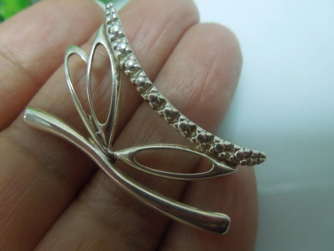 r161 Vintage Beautiful Sterling Silver 925 Pin Brooch  3.5g Signed