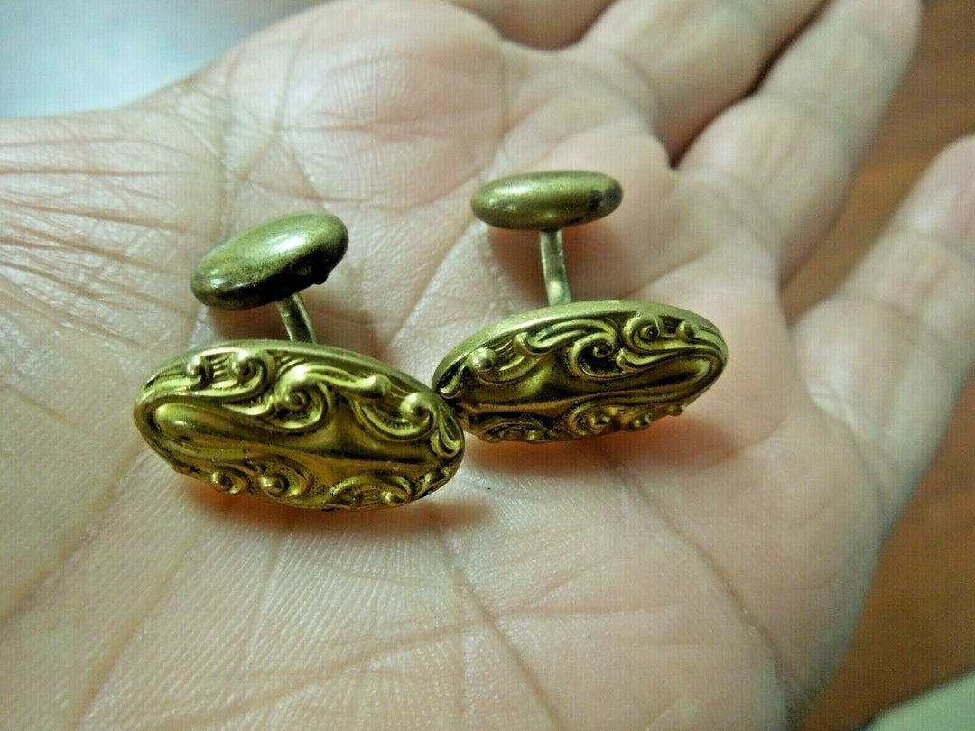 r093 Victorian gold filled ornate mens cufflinks 10.4 g