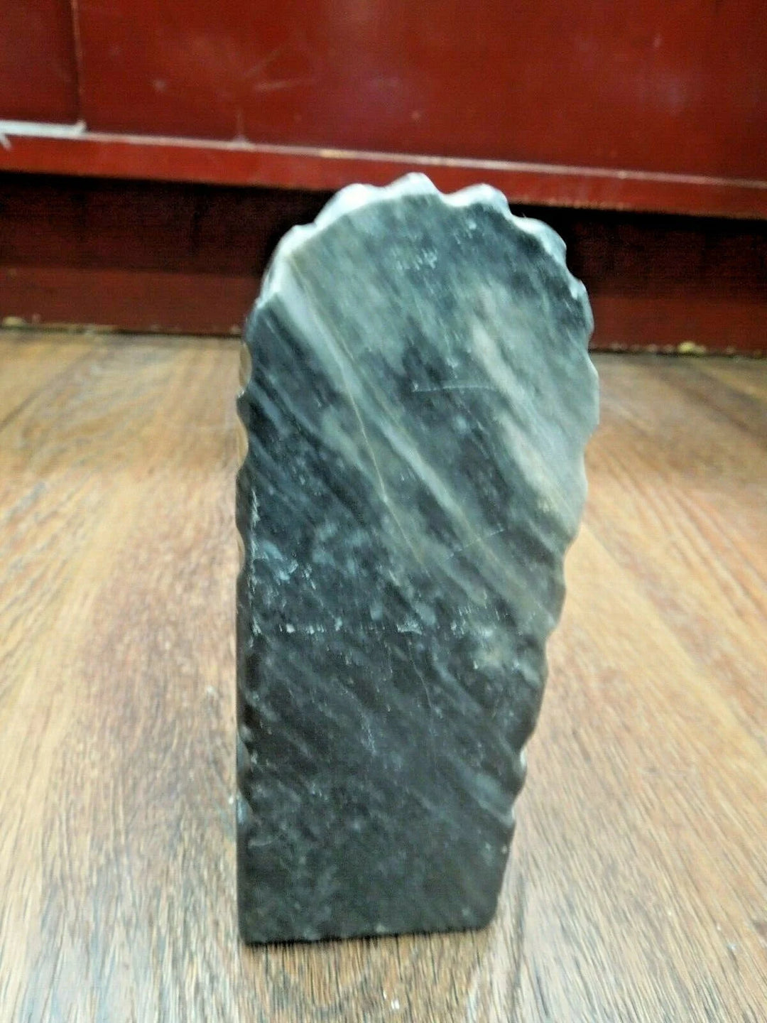 r146 Native Indian Black Marble man Face with feathers Sculpture Paper Weight