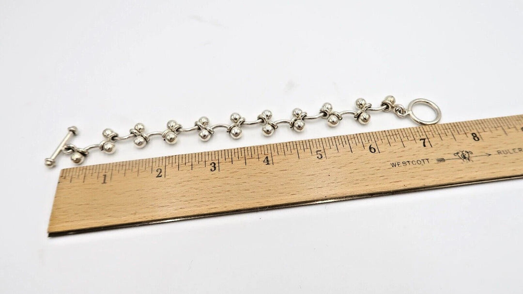t521 Balls Wire Chunky Toggle Sterling Silver 925 Bracelet 29g