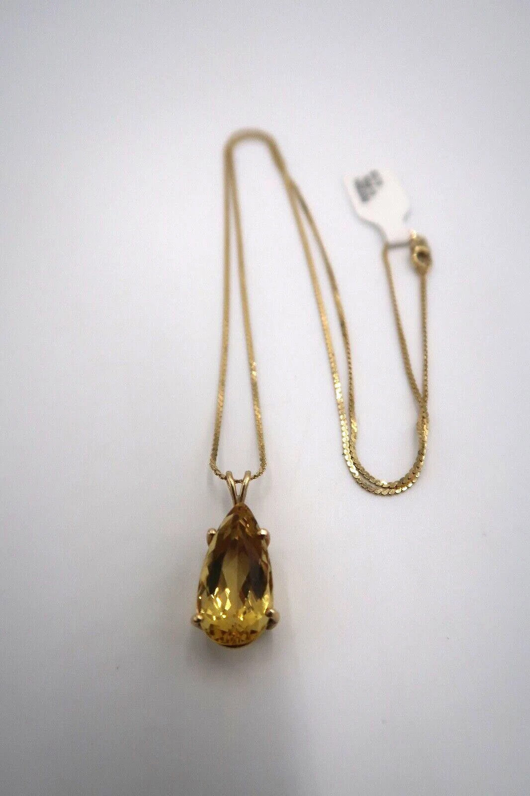 t339 14kt Yellow Gold Serpentine Chain Yellow Topaz Pendant Necklace 22"