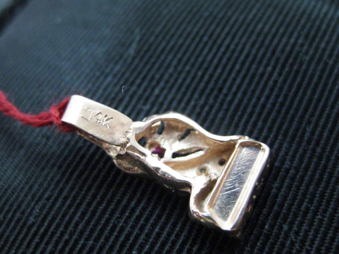 g306 Unique 14kt Rose Gold Pendant with Rubies and Diamonds .03cts