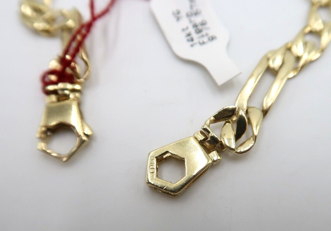 t444 14k Yellow Gold 6.57mm 9" Figaro Bracelet,14k Bracelet,14k Unisex Bracelet