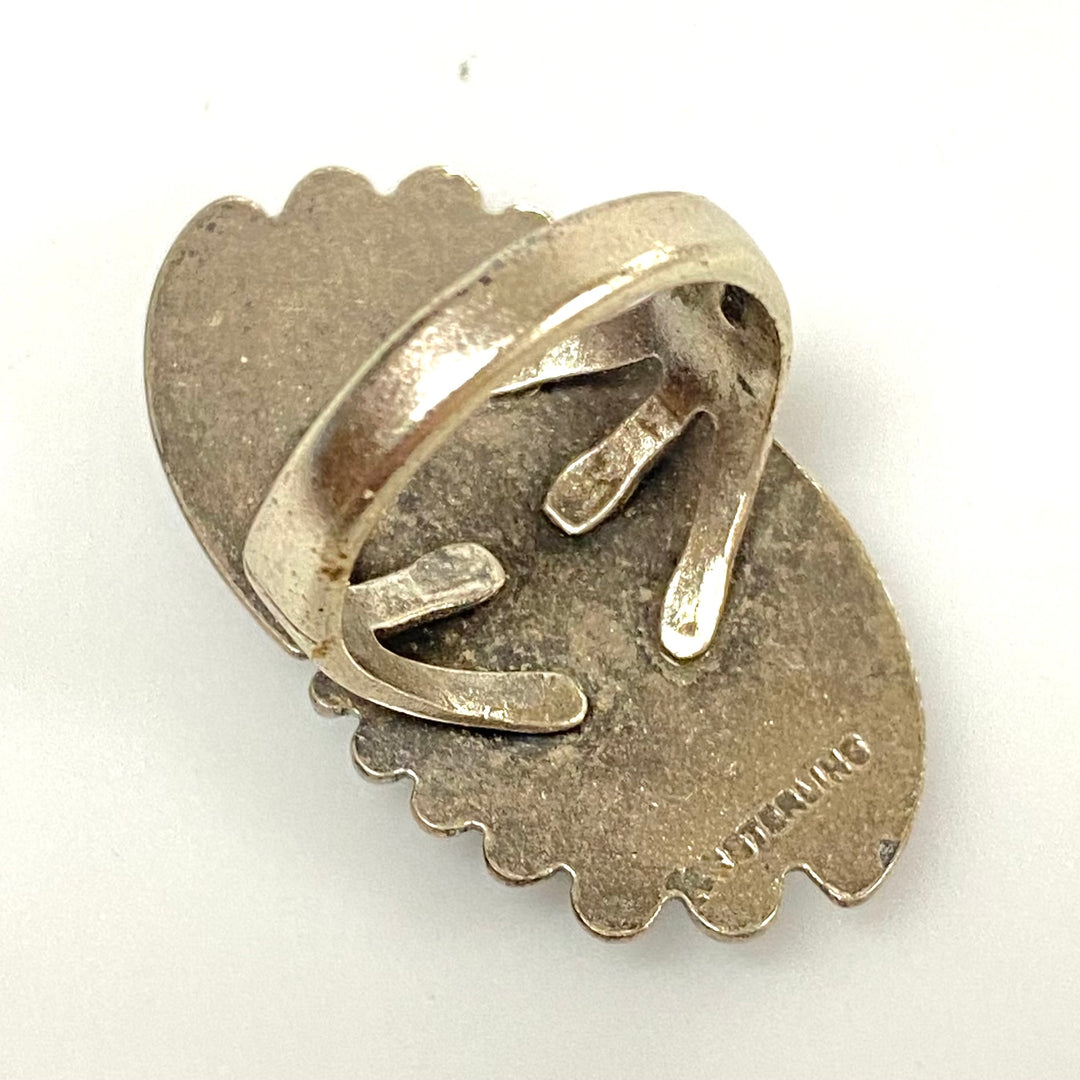 v549 Vintage Navajo Sterling Silver Ring Turquoise Stone Silver Drops Sz 4.75