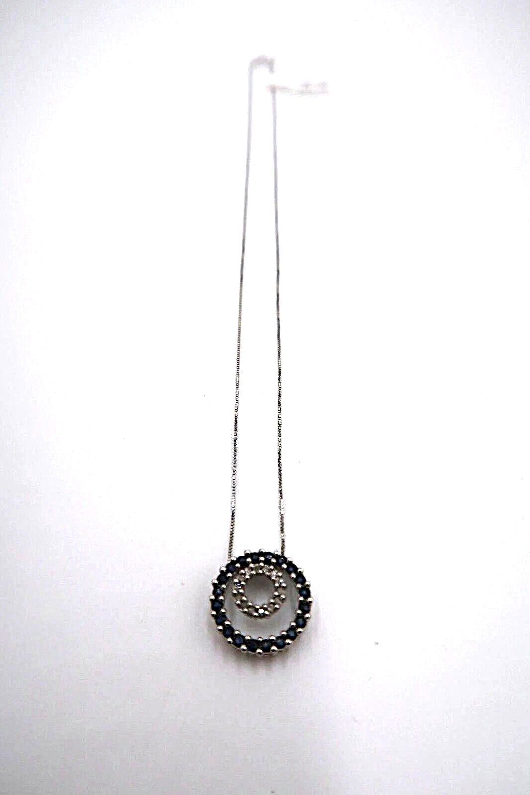 t259 14k & 10k White Gold Sapphire Round Pendant Necklace 3.2g/14k Sapphire Neck