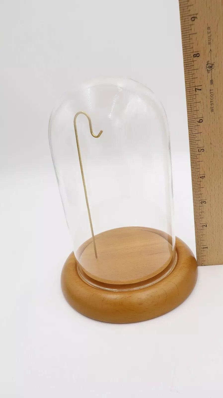 t461 Wood Base ,Brass and Glass Pocket Watch Holder