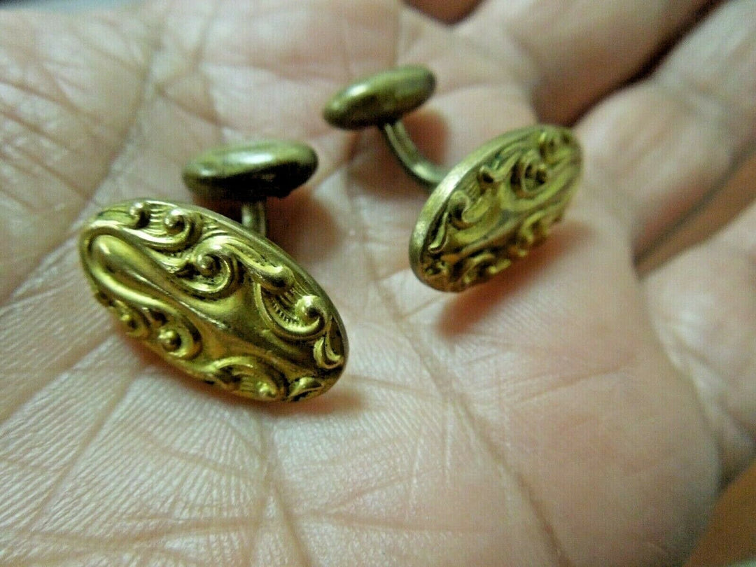 r093 Victorian gold filled ornate mens cufflinks 10.4 g
