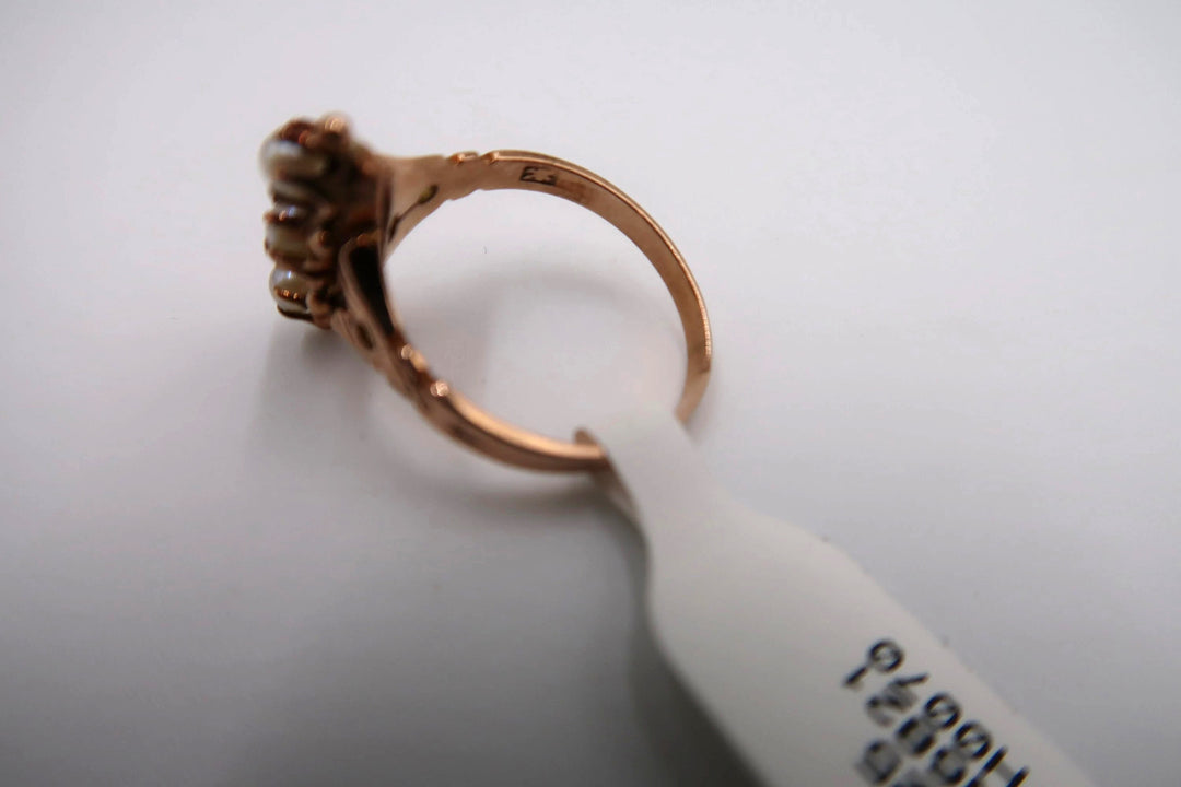 t335 Vintage 14kt Rose Gold Pearl Ring Size 6(US)