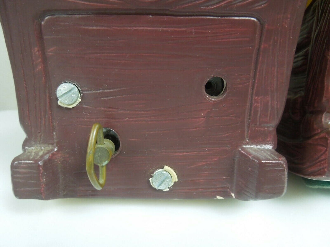 r109 Vintage Music Box Rocking Chair Old Man Woman Grandparents Knitting Newspaper Made In Japan