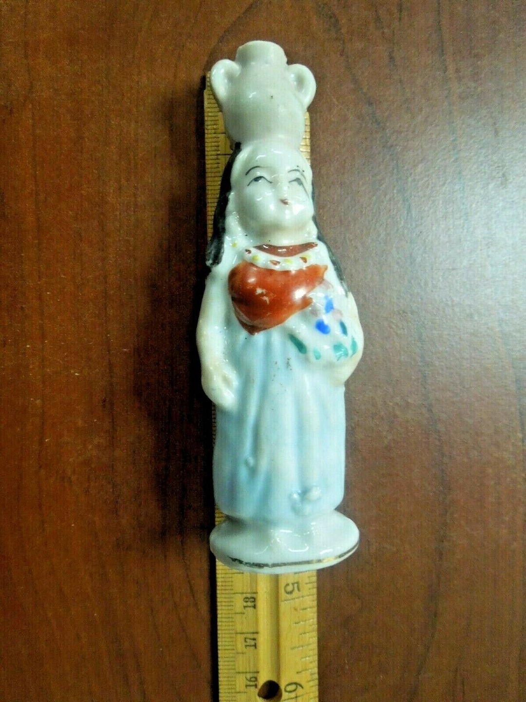 r102 Made In Japan ceramic figurineWomen holding vase on Head Rare Collectibles