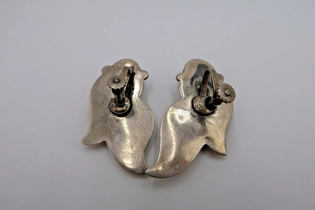 t418 Vintage Mexican Silver and Amethyst Link Bracelet and Earring