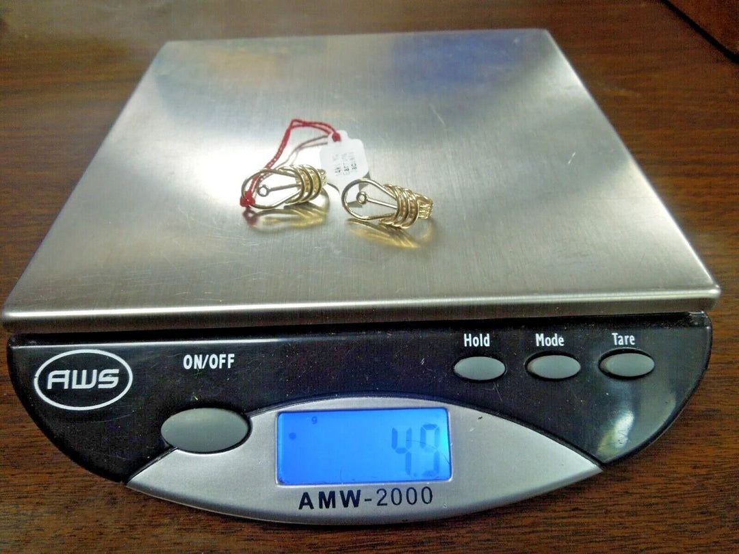 r164 14kt Yellow Gold Earrings Jackets Pretty Signed 4.9g