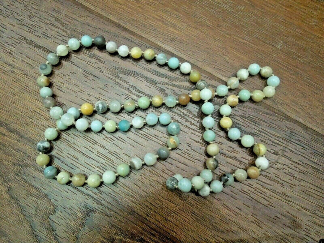 r124 Vintage Beautiful Agate Beads Necklace 40" (approx.)