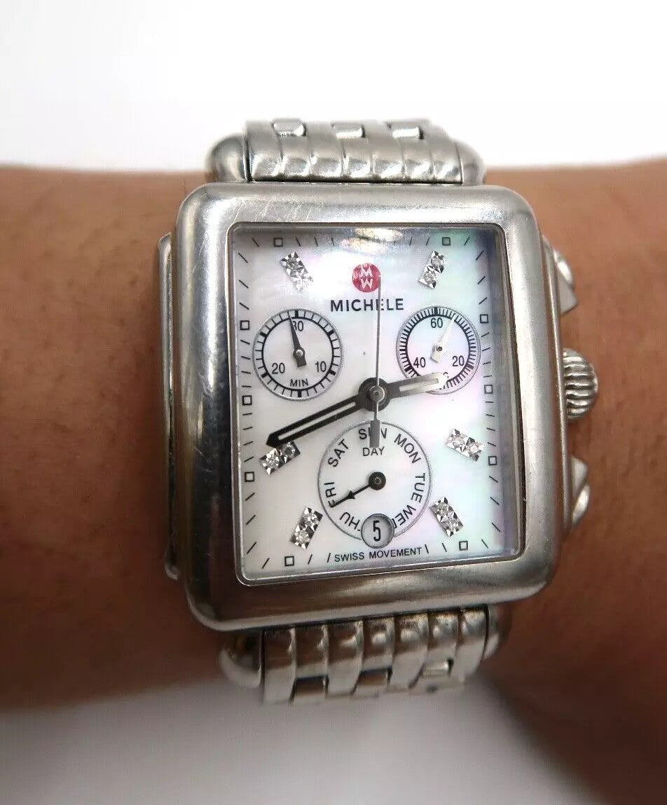 t343 Michele Deco Diamond Stainless Chronograph Women's Watch MW06P00A0046.