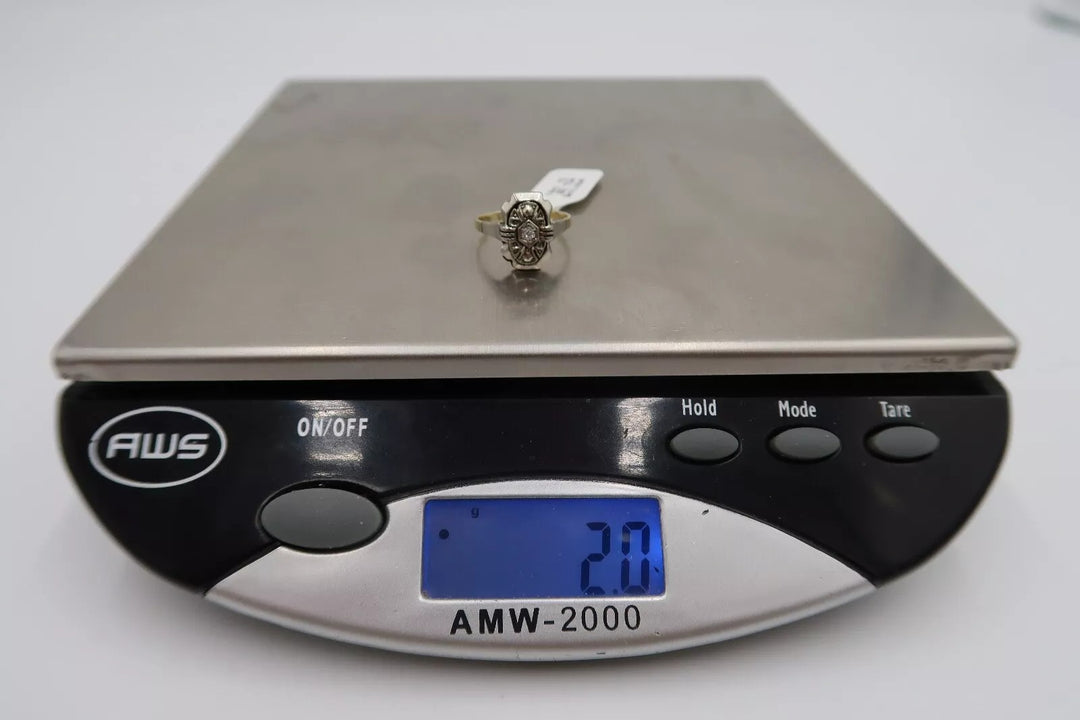 t388 Vintage 14k Two tone Gold Diamond .05 TDW Ring Size 6 1/2(US)