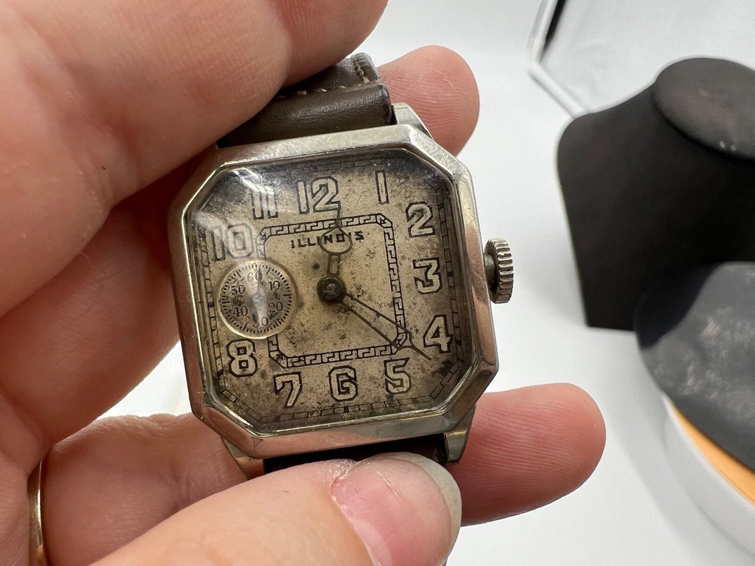u029 Illinois 1920s Stainless Steel Case Wrist Watch