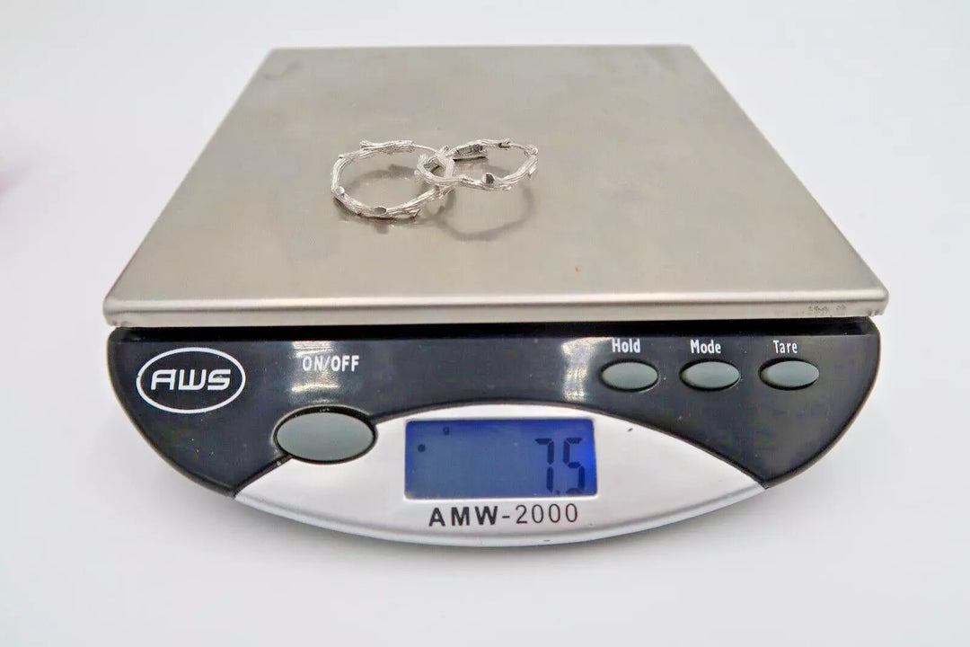 t291 Sterling Silver Michael Aram Enchanted Forest Bamboo Hoop Earrings