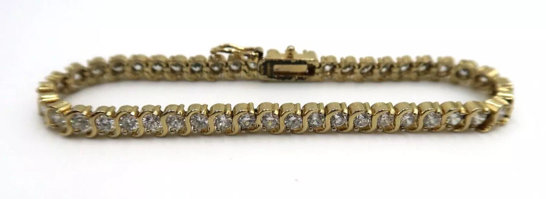 t239 Sterling Silver gold tone Cubic Zirconia Bracelet