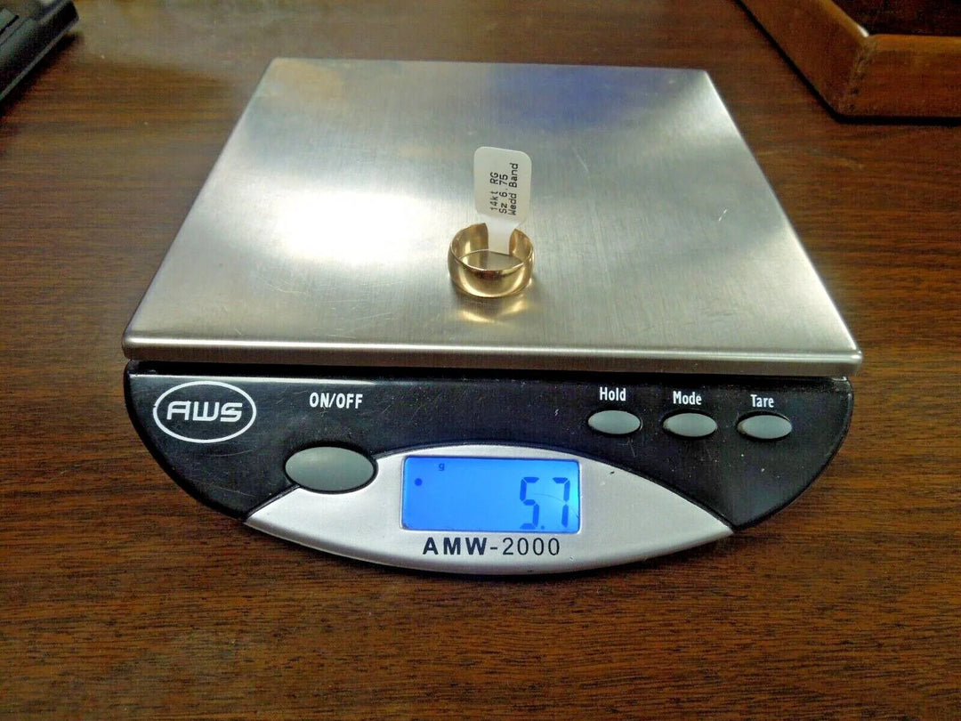 r172 14kt Rose Gold Size 6.75(USA) Wedding Band Signed 5.7g