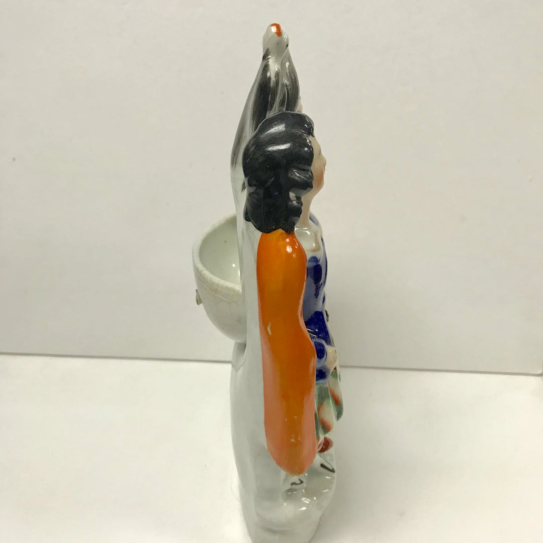 f277 Antique Staffordshire Ceramic Pocket Watch Holder Stand Case Collectible