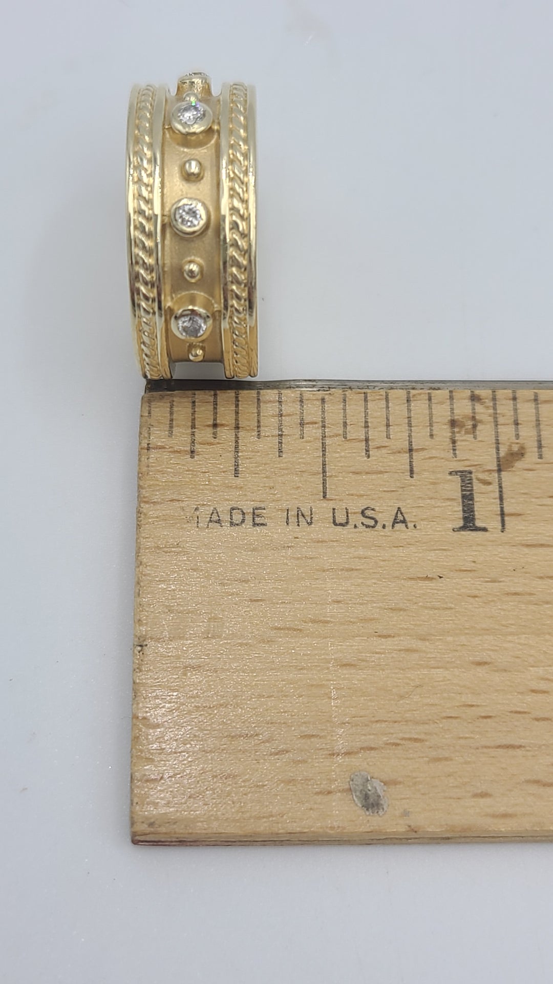 k990 Wide Unisex 14k Yellow Gold Diamond Wedding Band