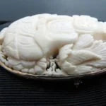 g293 Beautiful Carved Buddha Brooch Set in 14kt Yellow Gold