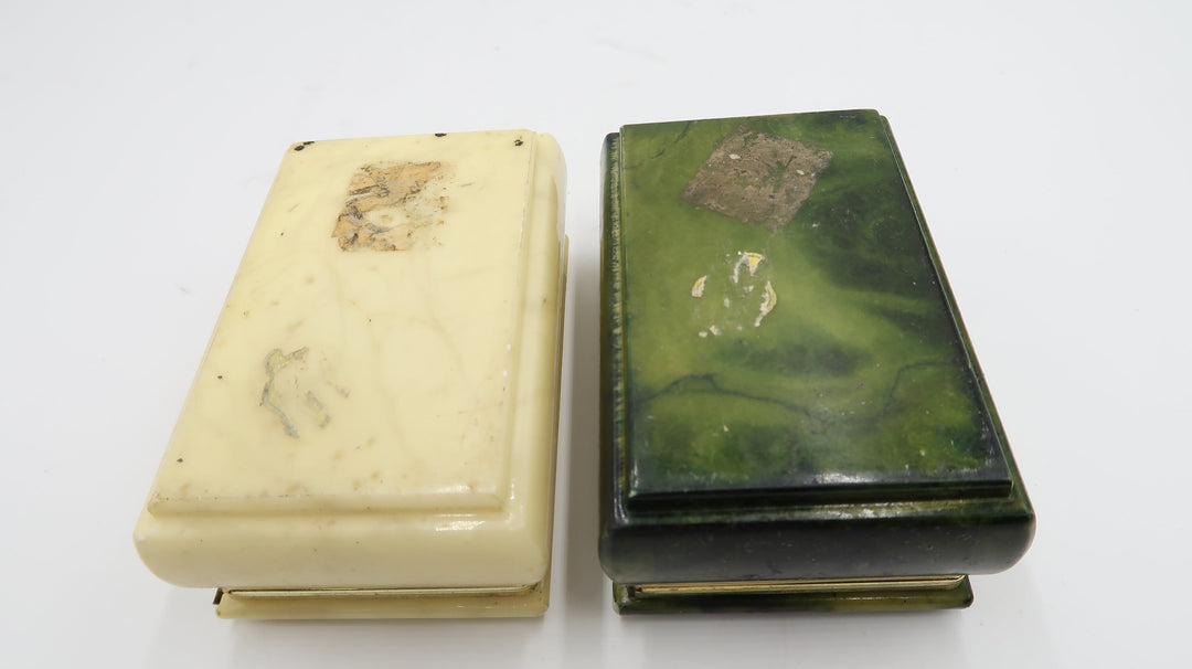 t489 Vintage Keepsake Box Marble Green/Beige