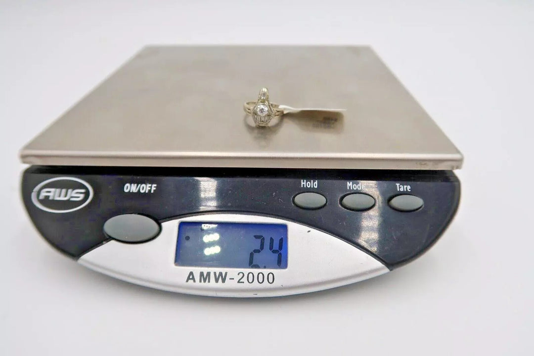 t312 14kt White Gold Diamond 0.30 TDW Filigree Ring Size 3 3/4(US)