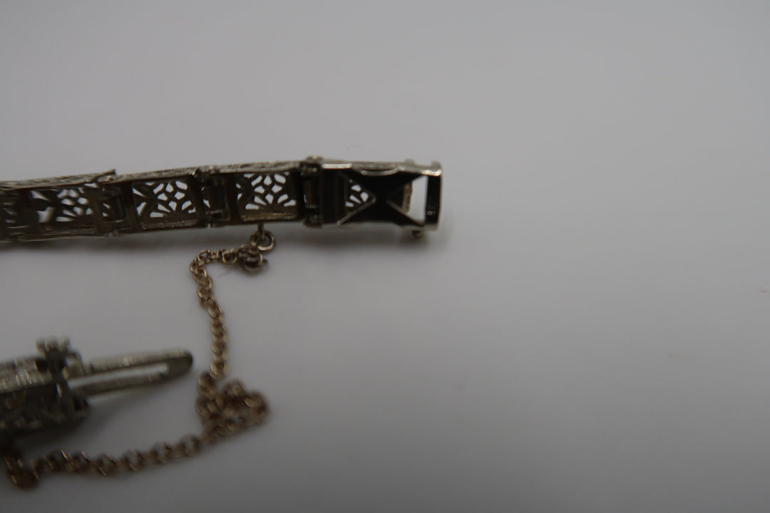 t238 10kt White Gold Diamond 0.75 its Sapphire Bracelet 7"/7.1g