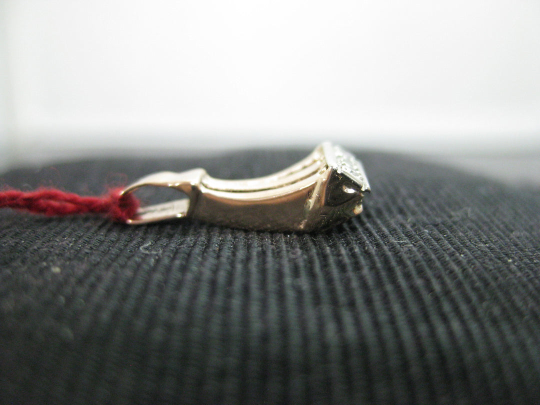 g305 Simple yet Elegant 14kt Rose Gold Pendant with 3 Diamonds .03cts