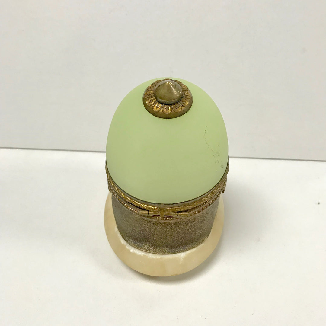 f286 Antique Marble Glass Pocket Watch Holder Stand Victorian Era Bobby Helmet