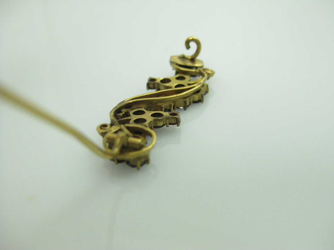 g255 Vintage Garnet Brooch 14kt Gold Filled