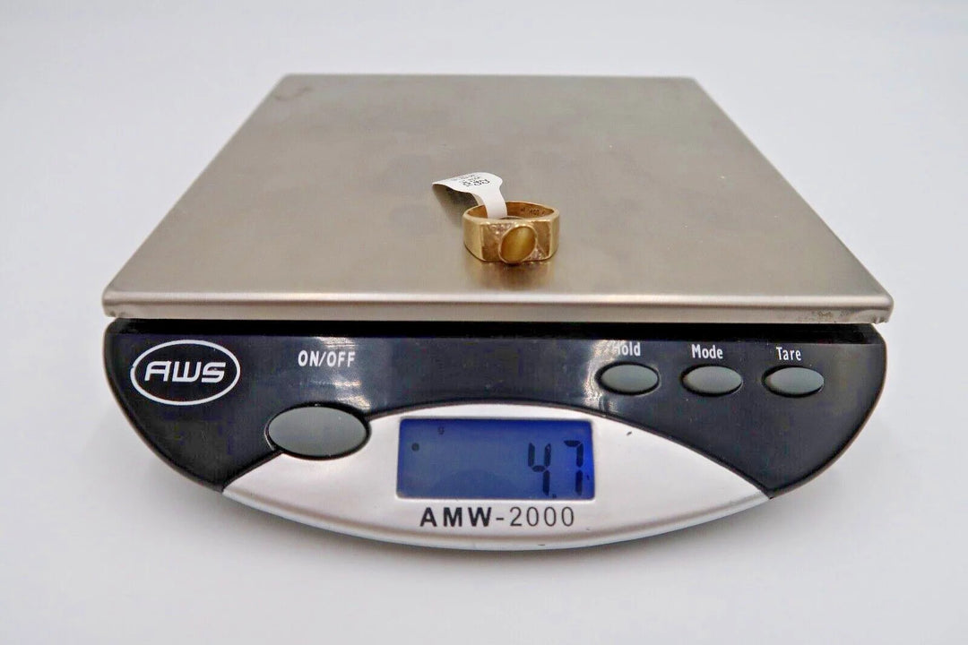 t347 10k Yellow Gold Cats Eye Cubic Zirconia Ring