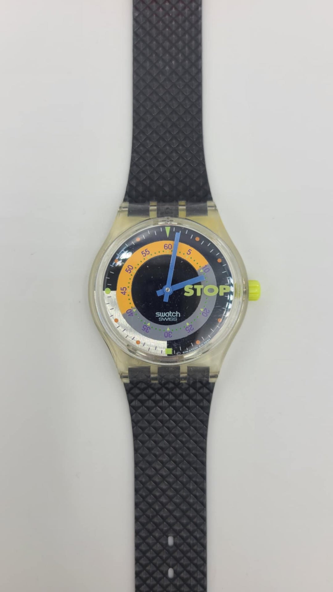 s495 Vintage 1992 Swatch SSK100 COFFEEBREAK Watch Black Swatch Stop Watch