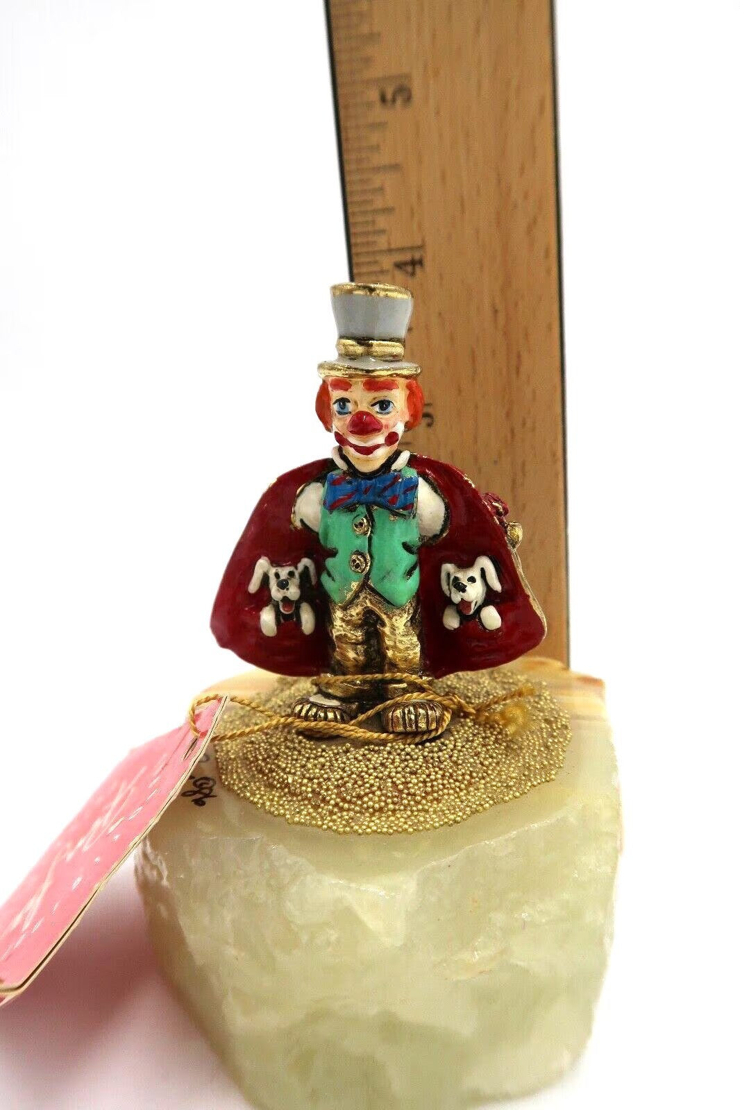 t368 Vintage Signed Ron Lee Collection Hand-Painted Clown Top Hat Open Coat Puppies Figurine with Original Tag 4" H Signed Ron 086