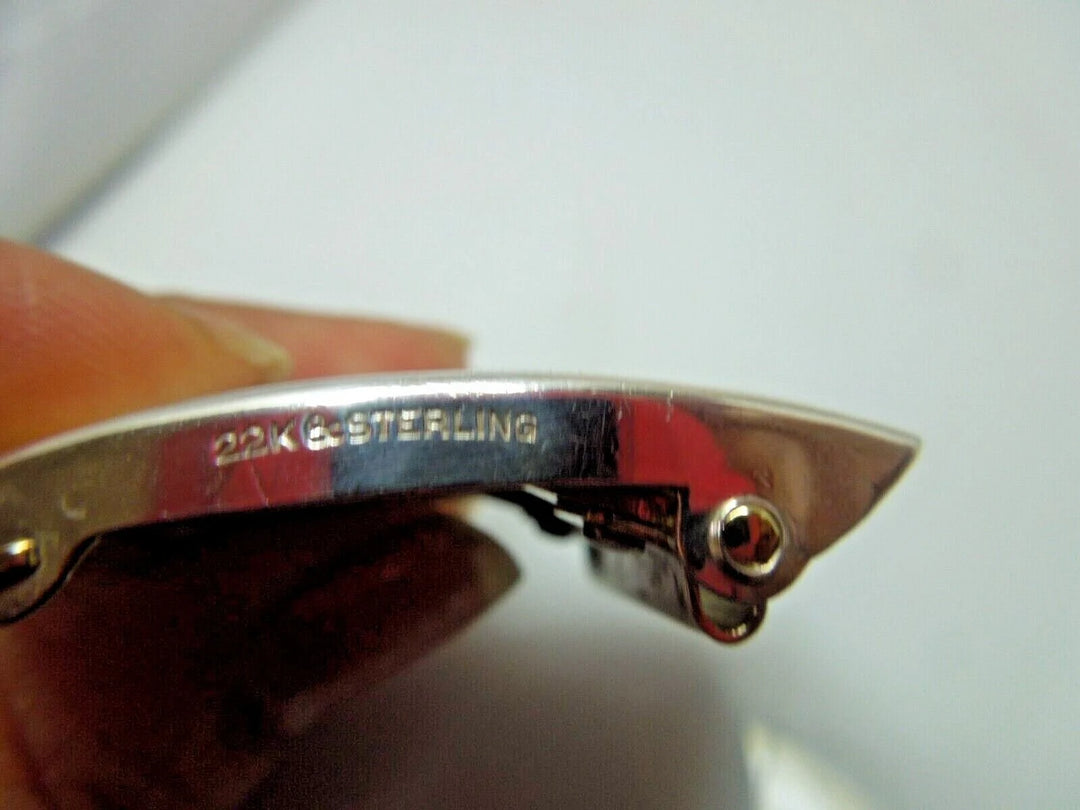 r200 LM Co. 1920 Antique Vintage Sterling Silver and 22K Gold Engraved Belt Buckle For 1” Belt