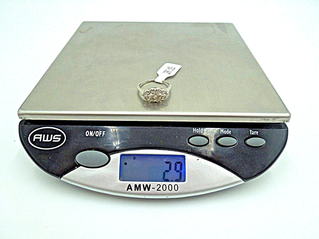 t251 Antique 14kt White Gold Diamond .05 TDW Ring Size 8 1/4(US)