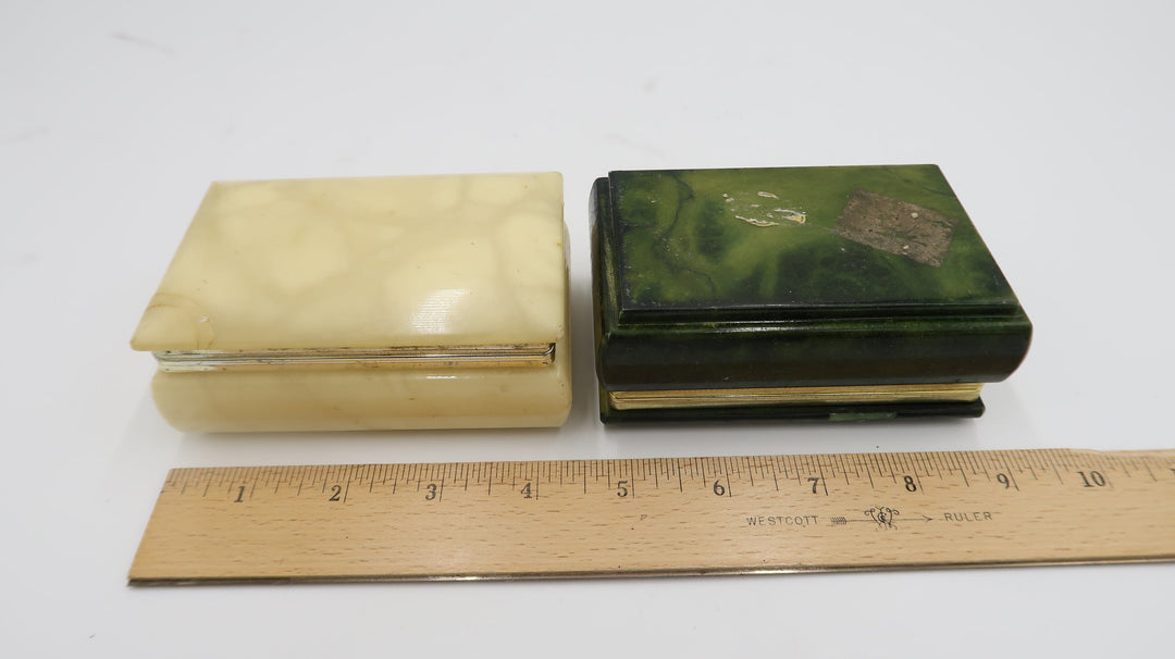 t489 Vintage Keepsake Box Marble Green/Beige