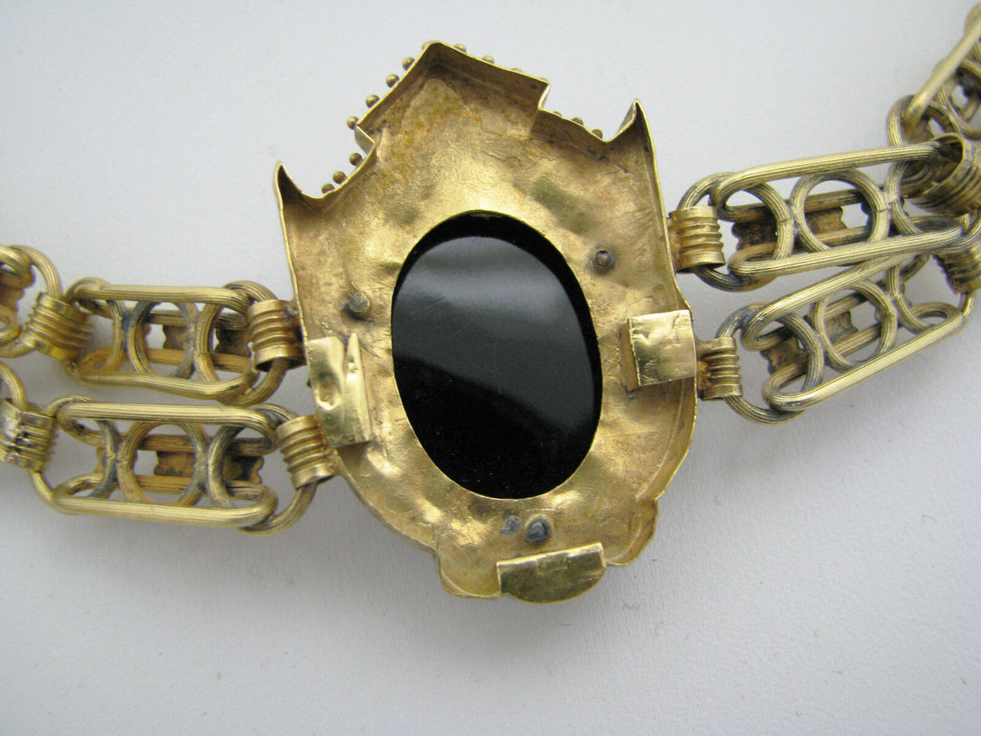 c100 Beautiful Unique Antique Cameo 9k Yellow Gold Convertible Necklace