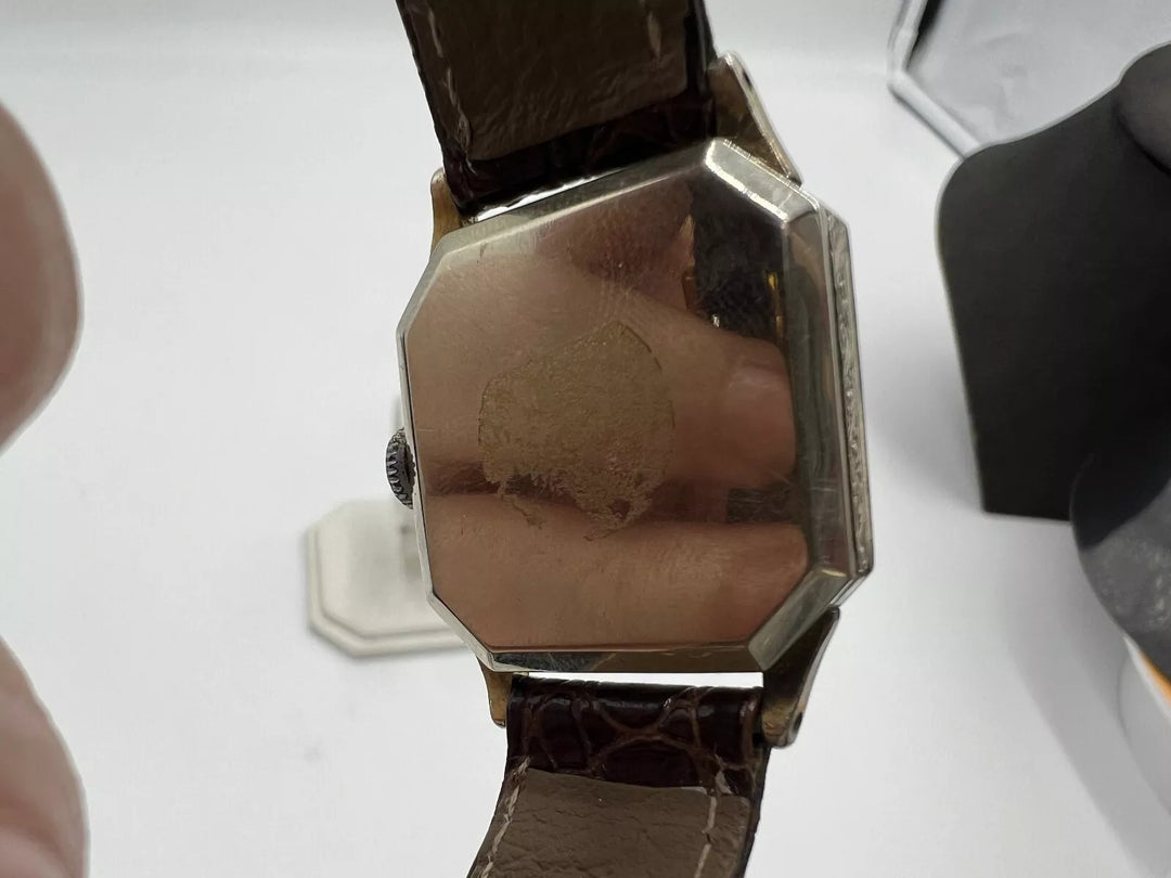 u022 Illinois 1930s "Barrel Shape" 14k White Gold Filled Watch