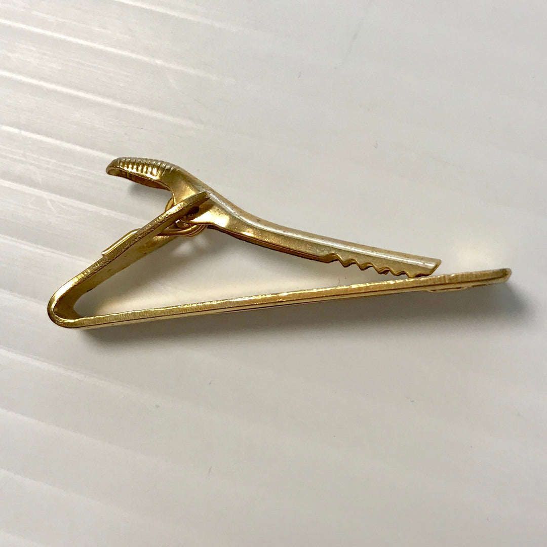 f257 Vintage Gold Tone Gold Filled Embossed Men's Cuff Links & Tie Bar