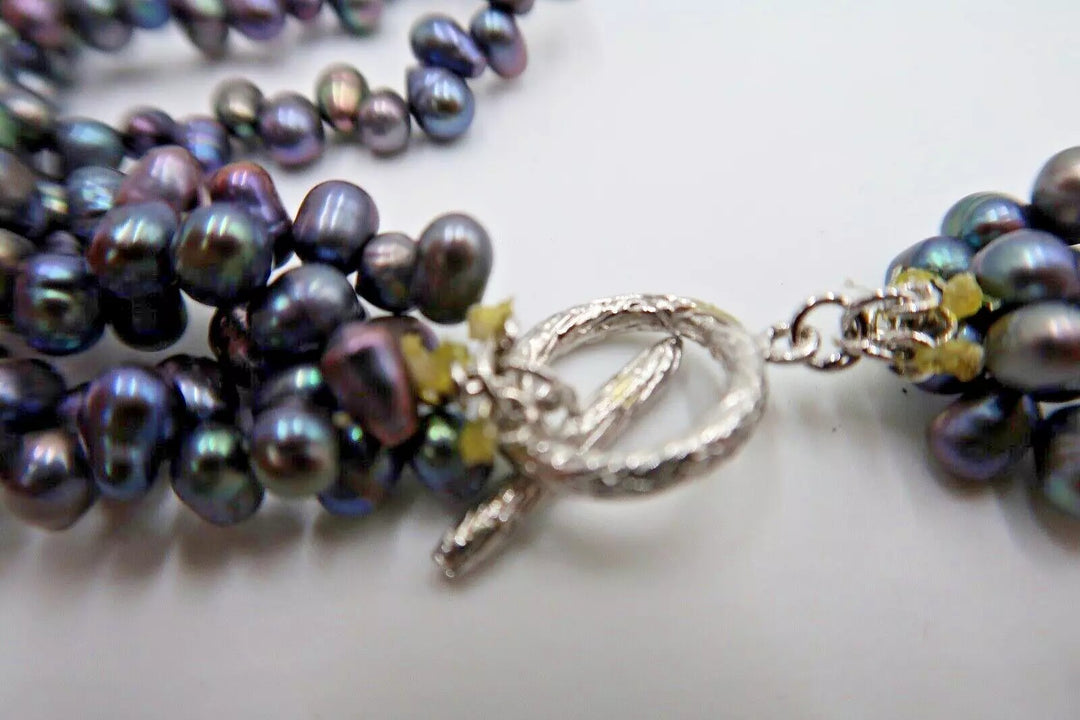 t322 Dyed Freshwater Pearl Necklace 30" with toggle closure