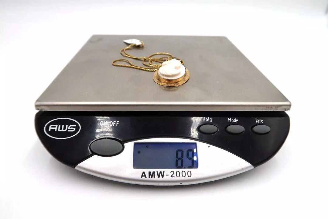 t380 10k/14k 18" Box Cameo Pendant Necklace