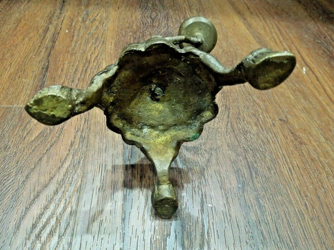 r141 Antique Indian Lady figural brass candle-holder