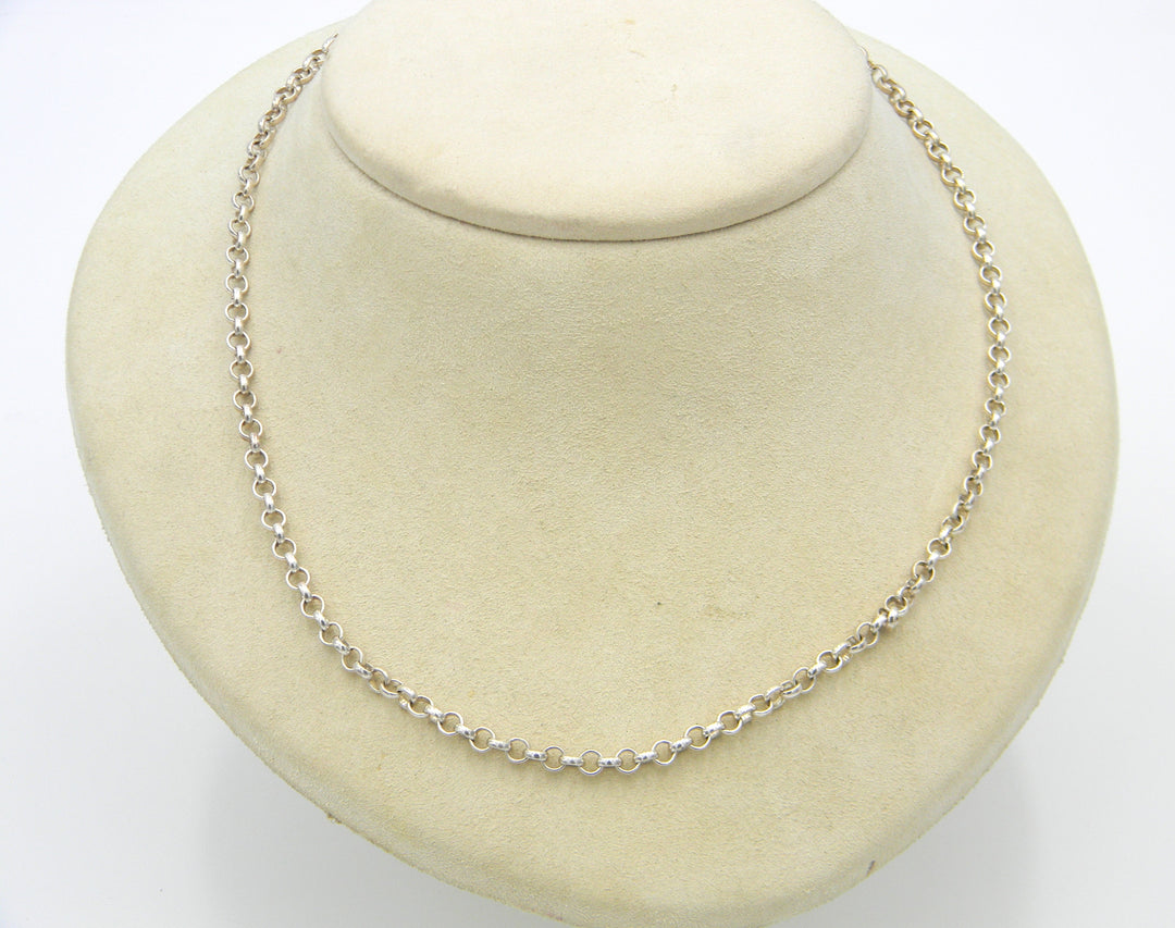 u460 Vintage Sterling Silver 925 Thick Rolo Link Chain Necklace 18" Long