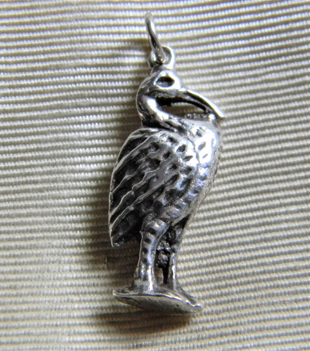h866 Cute Vintage Sterling Silver Stork Charm or Pendant