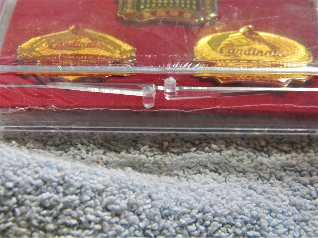 j892 Collectible set of 3 Cardinals Hat Pins Factory Sealed in Box 2006