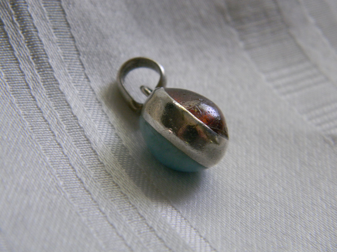 p191 Vintage Sterling Silver Reversible Pendant with Acrylic insets