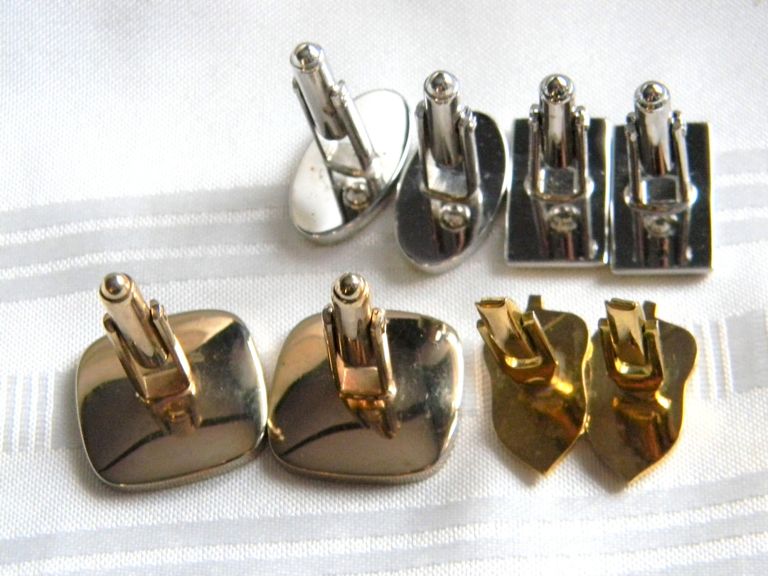 p363 Lot of 4 Pair of Retro Cufflinks Shields and Hickok 1970's