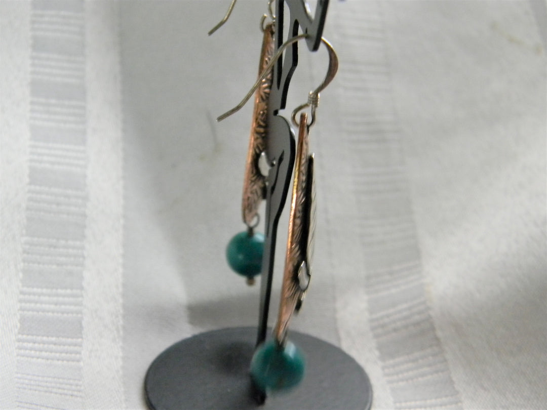 p362 Beautiful Unique Two Tone Tear drop Dangle Earrings on Hooks